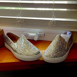 Glitter covered slide on sneakers